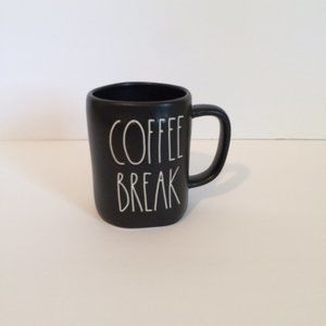 Rae Dunn Black Mug with Coffee Break in white New Great for the coffee drinker